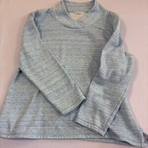 T by Talbots Blue Space Dye Shawl Collar Pullover Sweatshirt Top Active Lounge